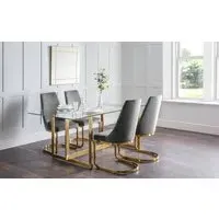 5-Piece Dining Set with Glass Top - Clear, Glass