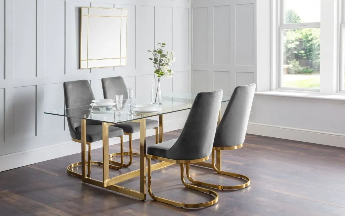 5-Piece Dining Set with Glass Top - Clear, Glass