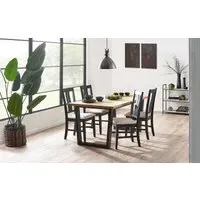 5-Piece Dining Set with Herringbone Top - Natural