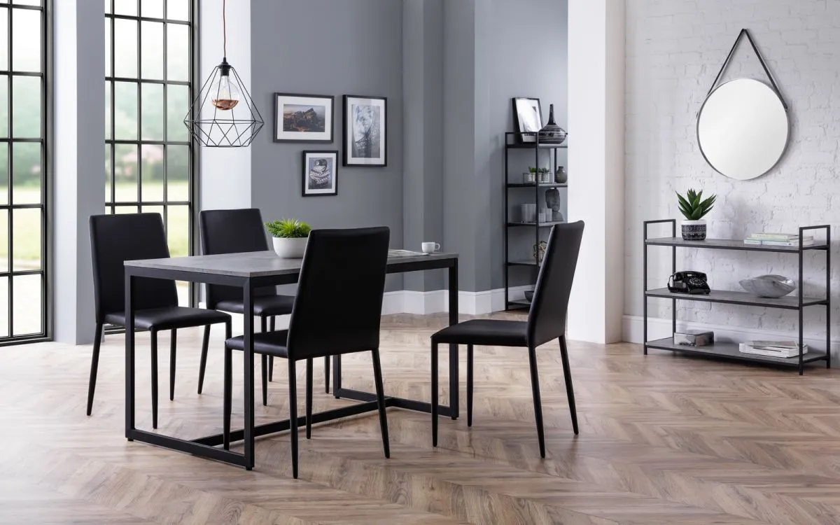 5-Piece Dining Set with Jazz Black Chairs - Grey