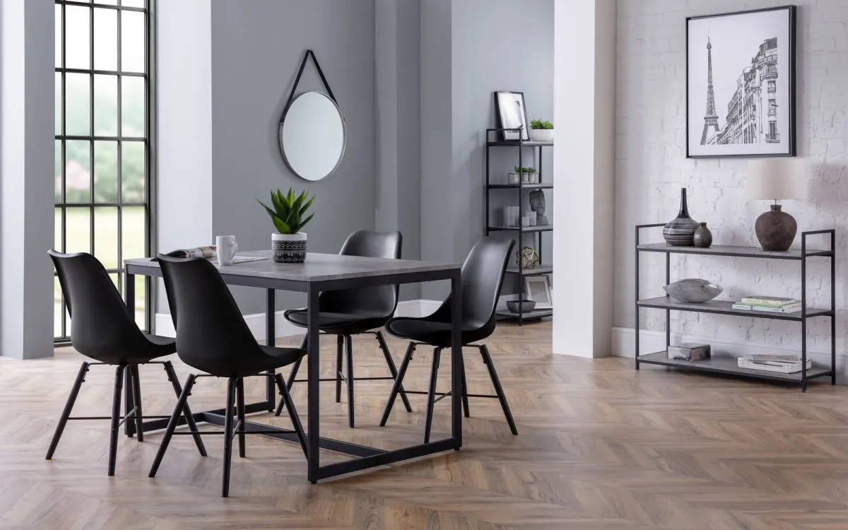 5-Piece Dining Set with Kari Black Chairs - Grey image