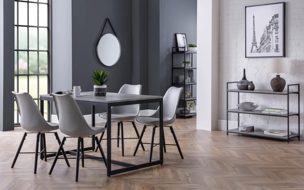 5-Piece Dining Set with Kari Grey Chairs - Grey