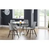 5-Piece Dining Set with Round Table - Grey, Glass