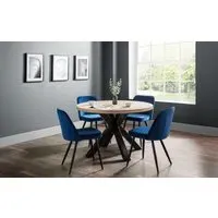 5-Piece Dining Set with Round Table - Oak, MDF