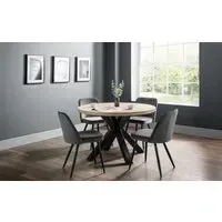 5-Piece Dining Set with Round Table - Oak, MDF