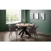5-Piece Dining Set with Round Table - Oak, MDF