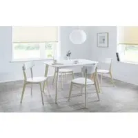 5-Piece Rectangular Table Set - White, Hardwood