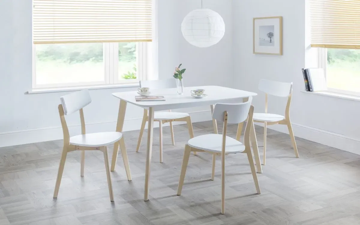 5-Piece Rectangular Table Set - White, Hardwood image