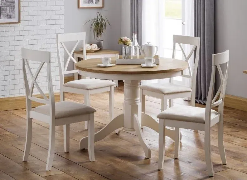 5-Piece Round Dining Set - Ivory, Oak Veneer image