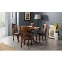 5-Piece Round Extending Table Set - Mahogany Wood