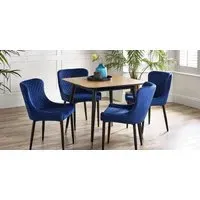 5-Piece Square Dining Set - Blue, Walnut Veneer