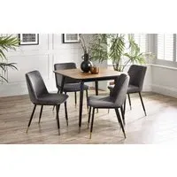 5-Piece Square Dining Set - Green, Walnut Veneer