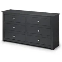 6-Drawer Chest with Silver Handles - Grey, Wood