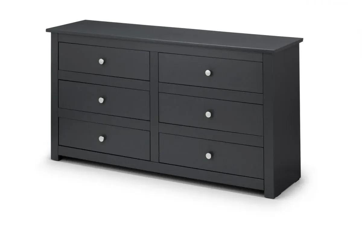 6-Drawer Chest with Silver Handles - Grey, Wood