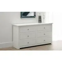 6-Drawer Chest with Silver Handles - White, Wood