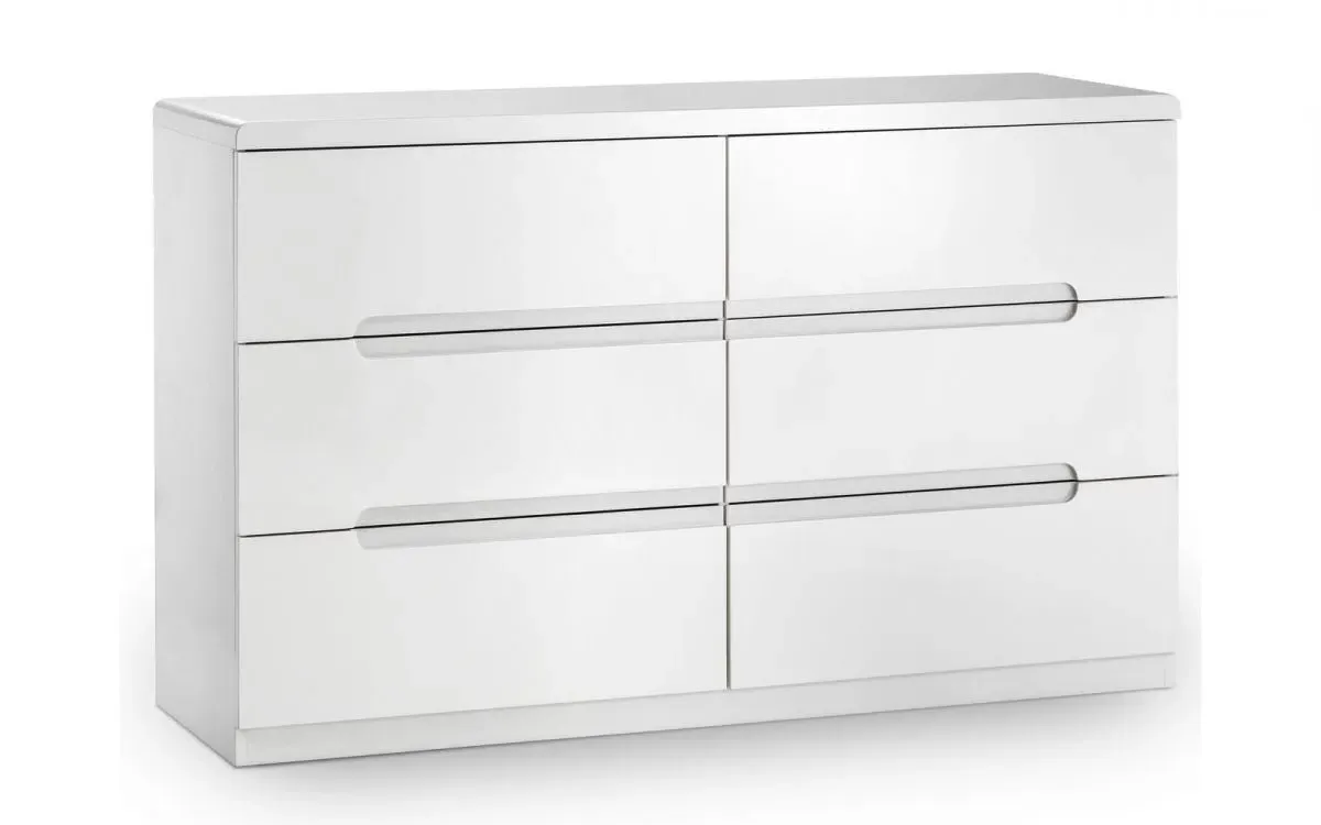 6-Drawer Wide Chest - White, High Gloss MDF image