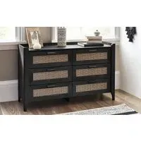 6 Drawer Wide Chest with Curved Edges - Black, Ash