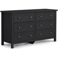 6 Drawer Wide Chest with Panelling - Anthracite, MDF
