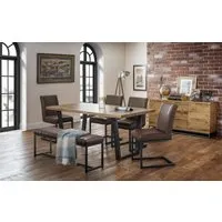 6-Piece Dining Set with Bench - Natural, Oak