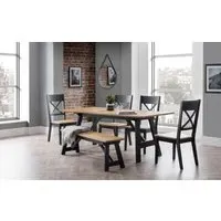 6-Piece Dining Set with Bench - Natural, Rubberwood