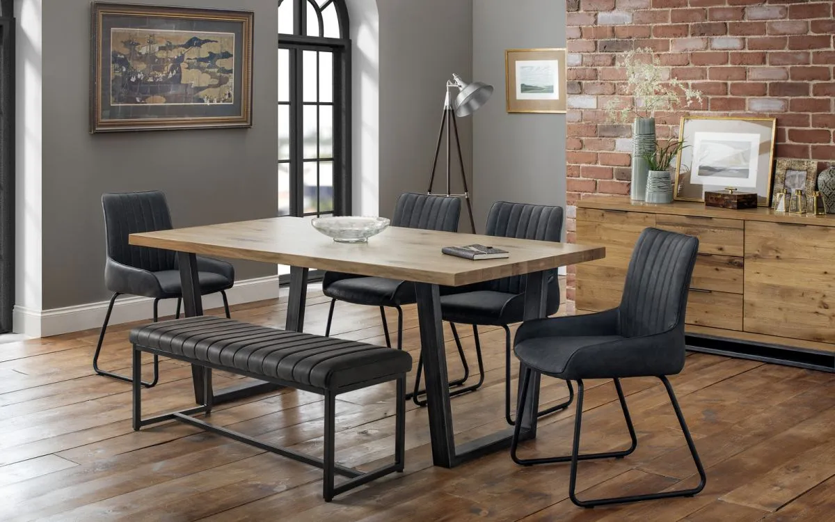 6-Piece Dining Set with Table, Bench & 4 Chairs