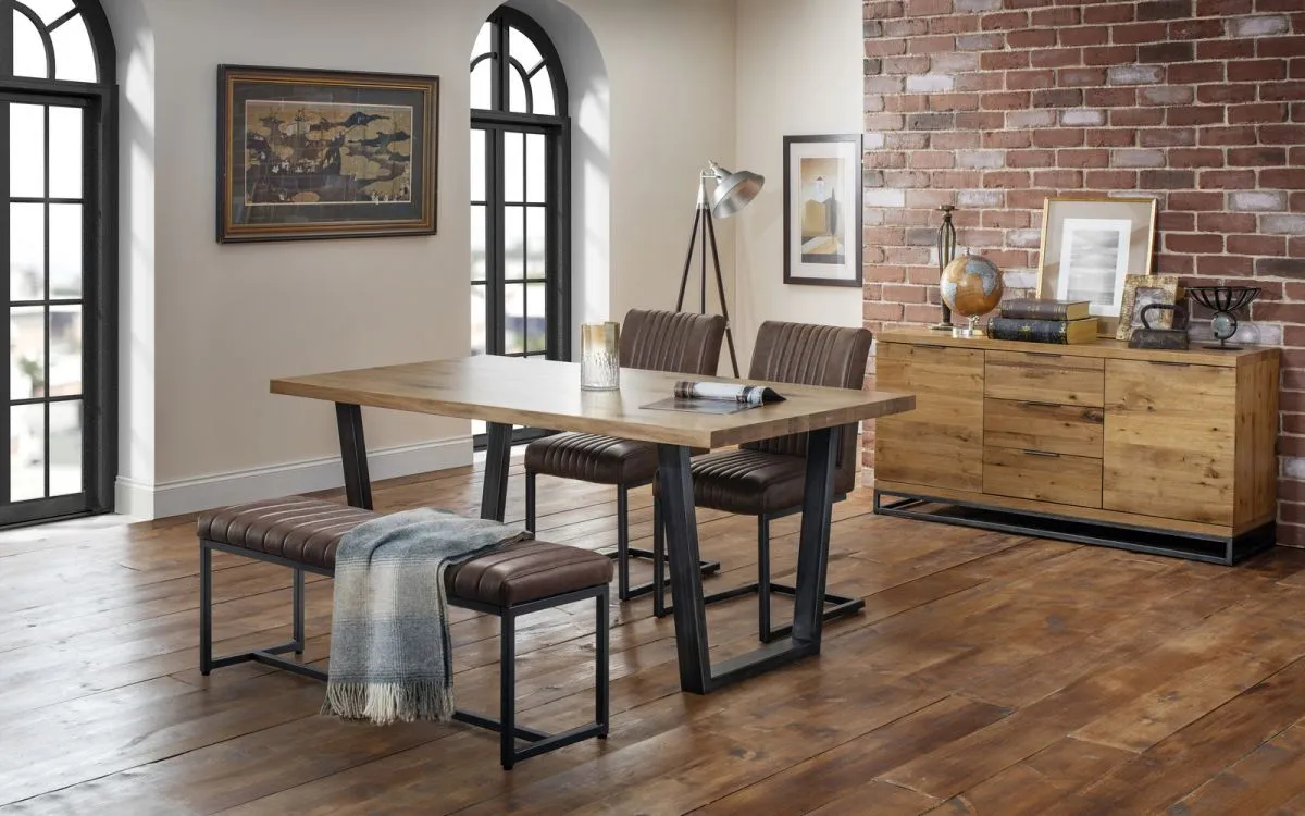 6-Seater Dining Set with Bench - Natural, Oak image