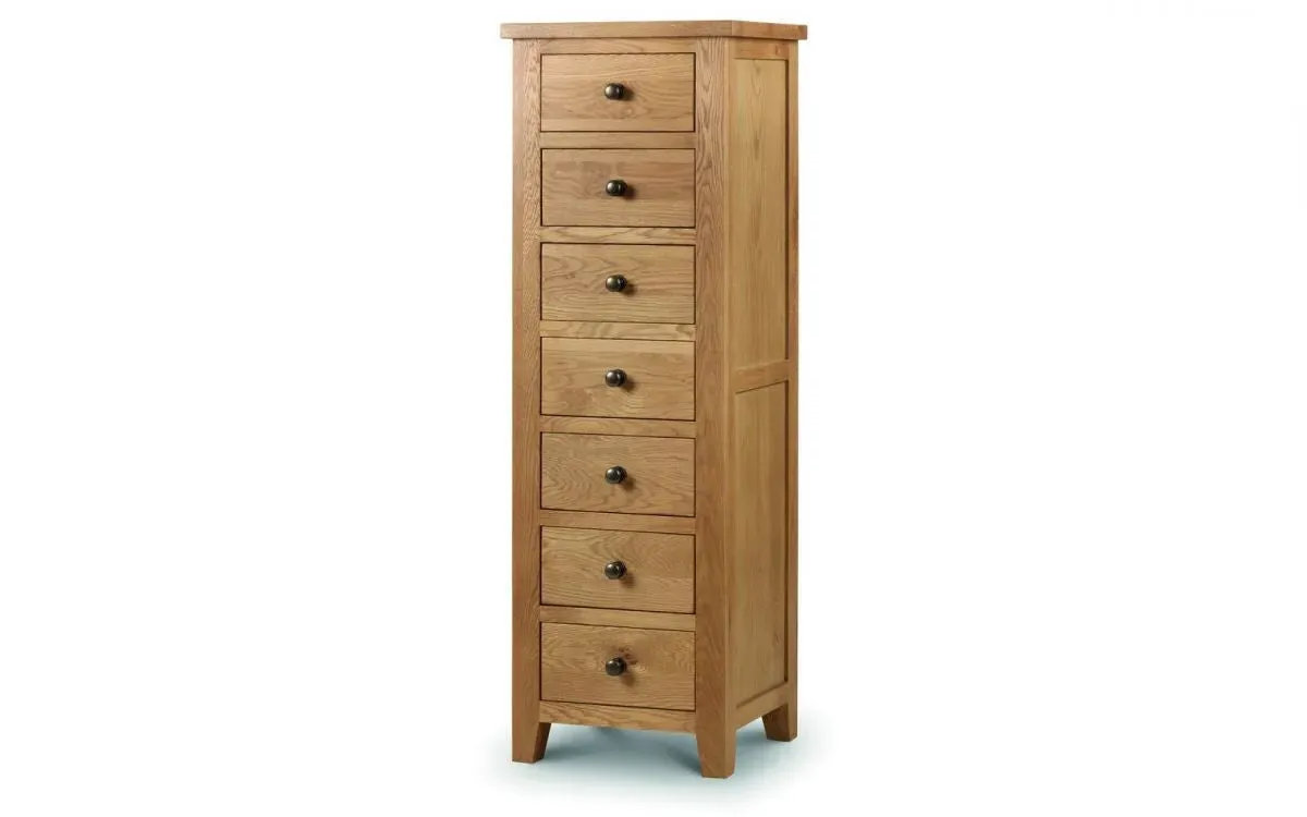 7 Drawer Narrow Chest with Dovetail Joints - Oak image