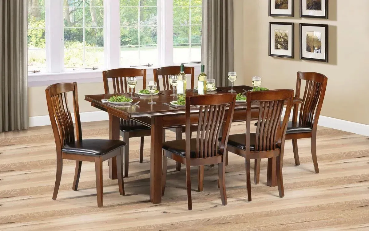 7-Piece Dining Set with Extension - Mahogany
