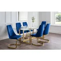 7-Piece Dining Set with Glass Top - Clear, Glass