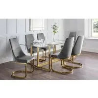 7-Piece Dining Set with Glass Top - Clear, Glass