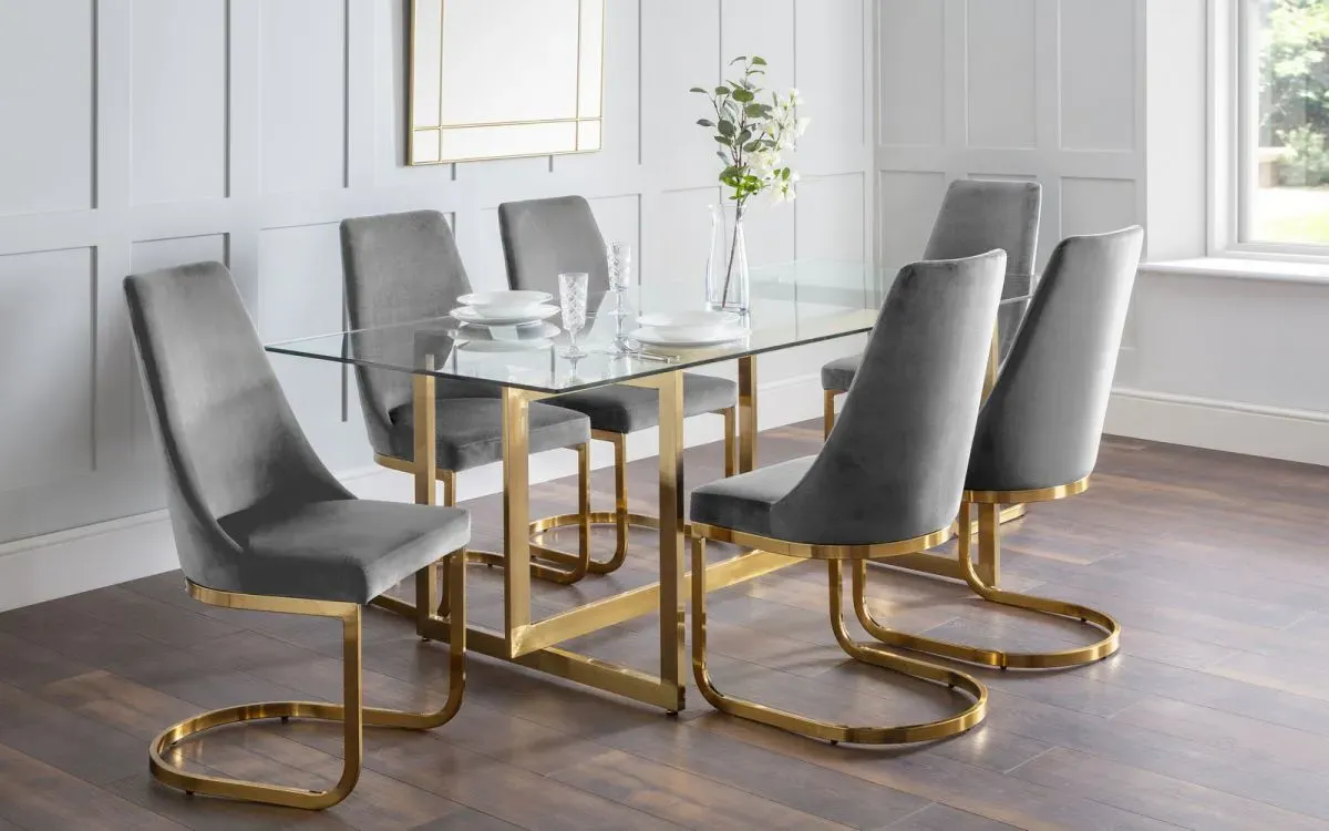 7-Piece Dining Set with Glass Top - Clear, Glass