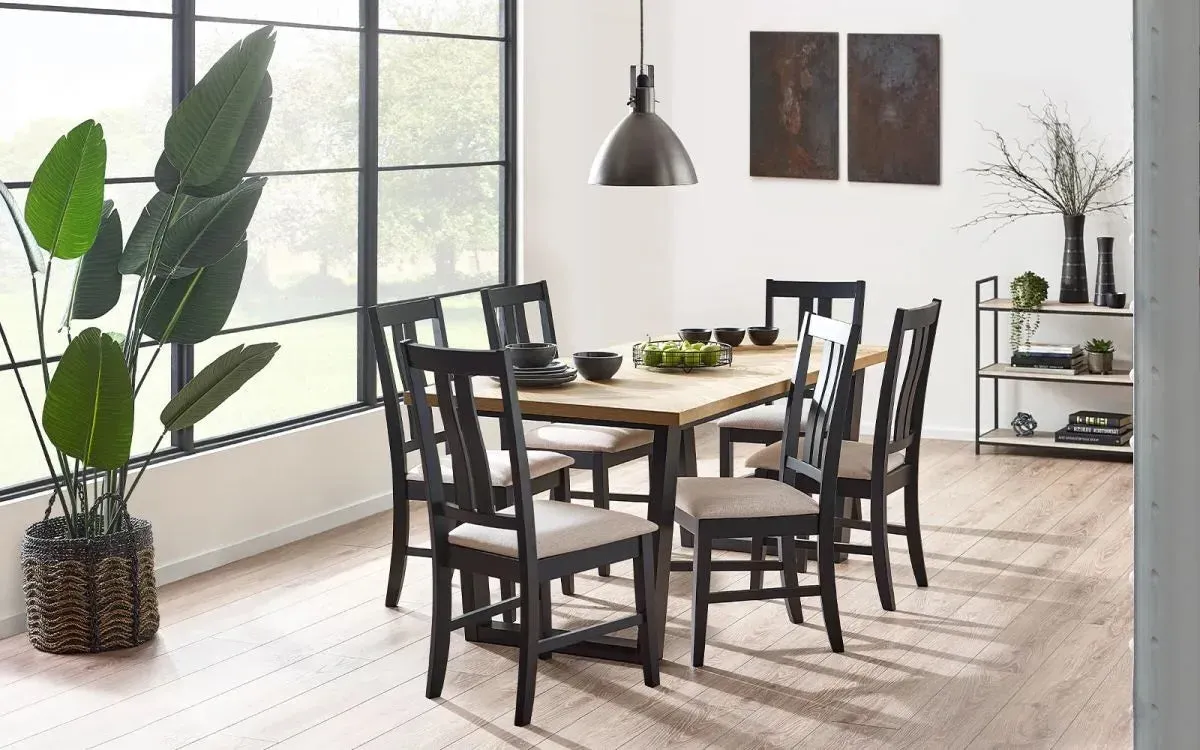 7-Piece Dining Set with Herringbone Top - Natural