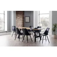 7-Piece Dining Set with Modern Chairs - Oak