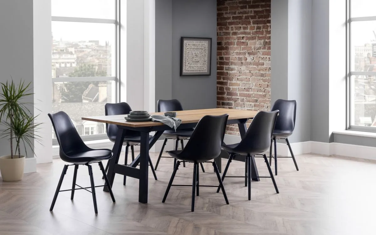 7-Piece Dining Set with Modern Chairs - Oak image
