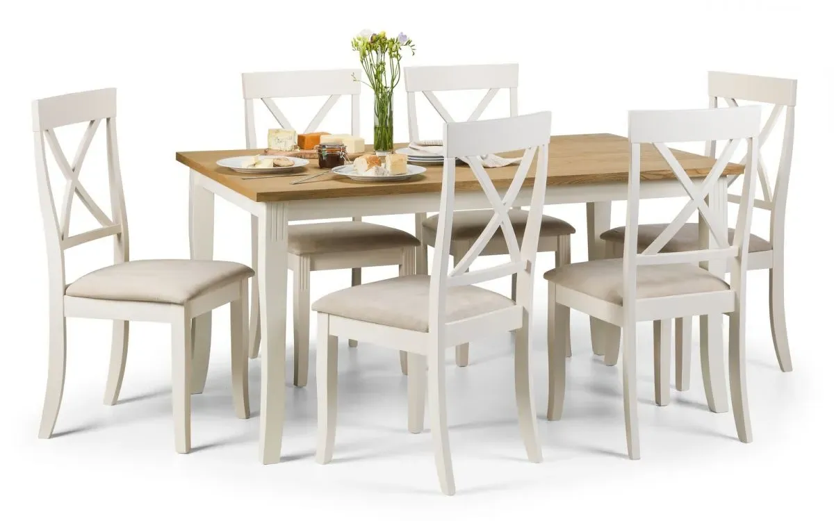 7-Piece Dining Set with Pedestal Base - Ivory, Oak image