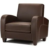 Armchair with Contrast Stitching - Brown, Faux Leather