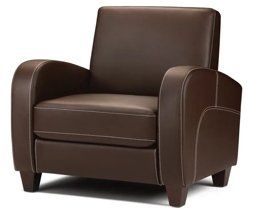 Armchair with Contrast Stitching - Brown, Faux Leather image