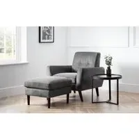 Armchair with Deep Seat - Dark Grey, Velvet