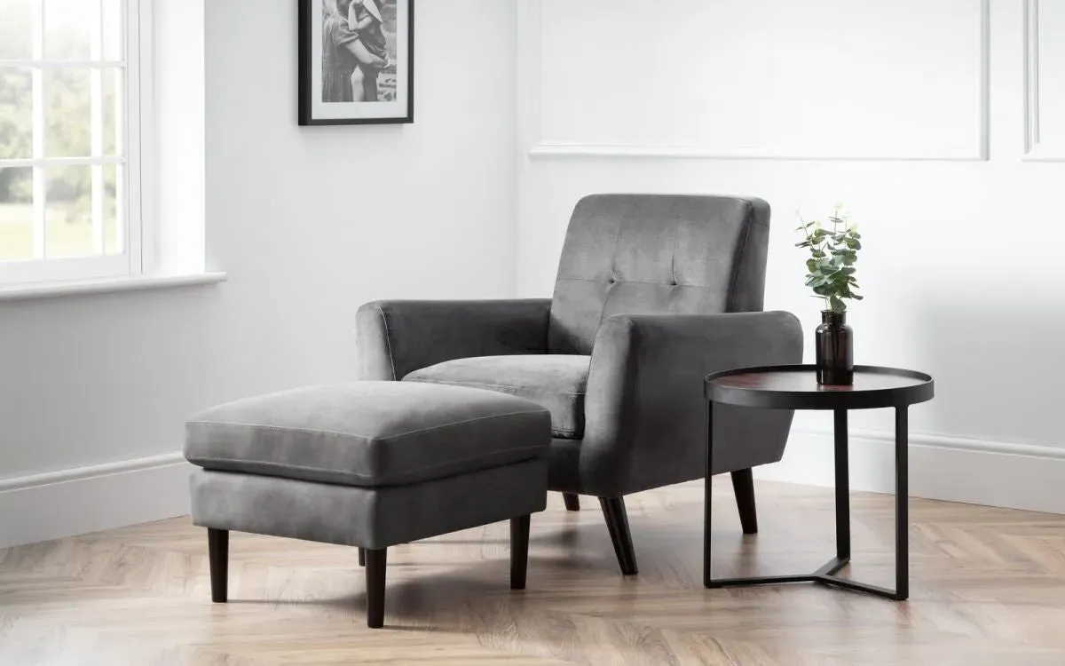 Armchair with Deep Seat - Dark Grey, Velvet image