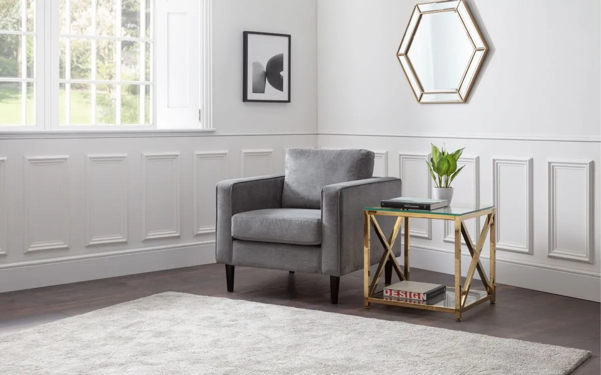 Armchair with Foam Padding - Grey, Chenille image