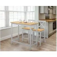 Bar Set with Cross Back Stools - Grey, Oak