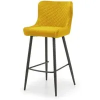 Bar Stool with Quilted Detail - Mustard, Velvet