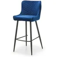 Bar Stool with Quilted Stitching - Blue, Velvet