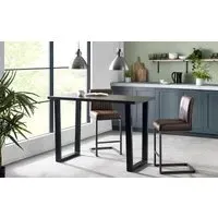 Bar Table with Metal Legs - Dark Oak, Solid Oak