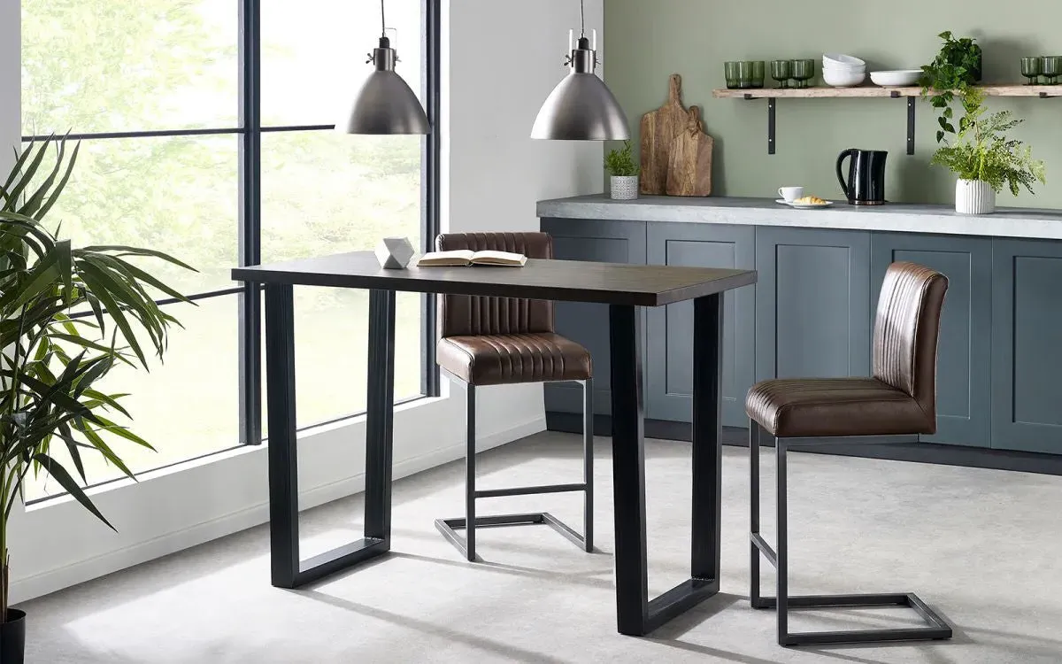 Bar Table with Metal Legs - Dark Oak, Solid Oak image