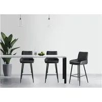 Barstool with Metal Frame - Black, Faux Leather