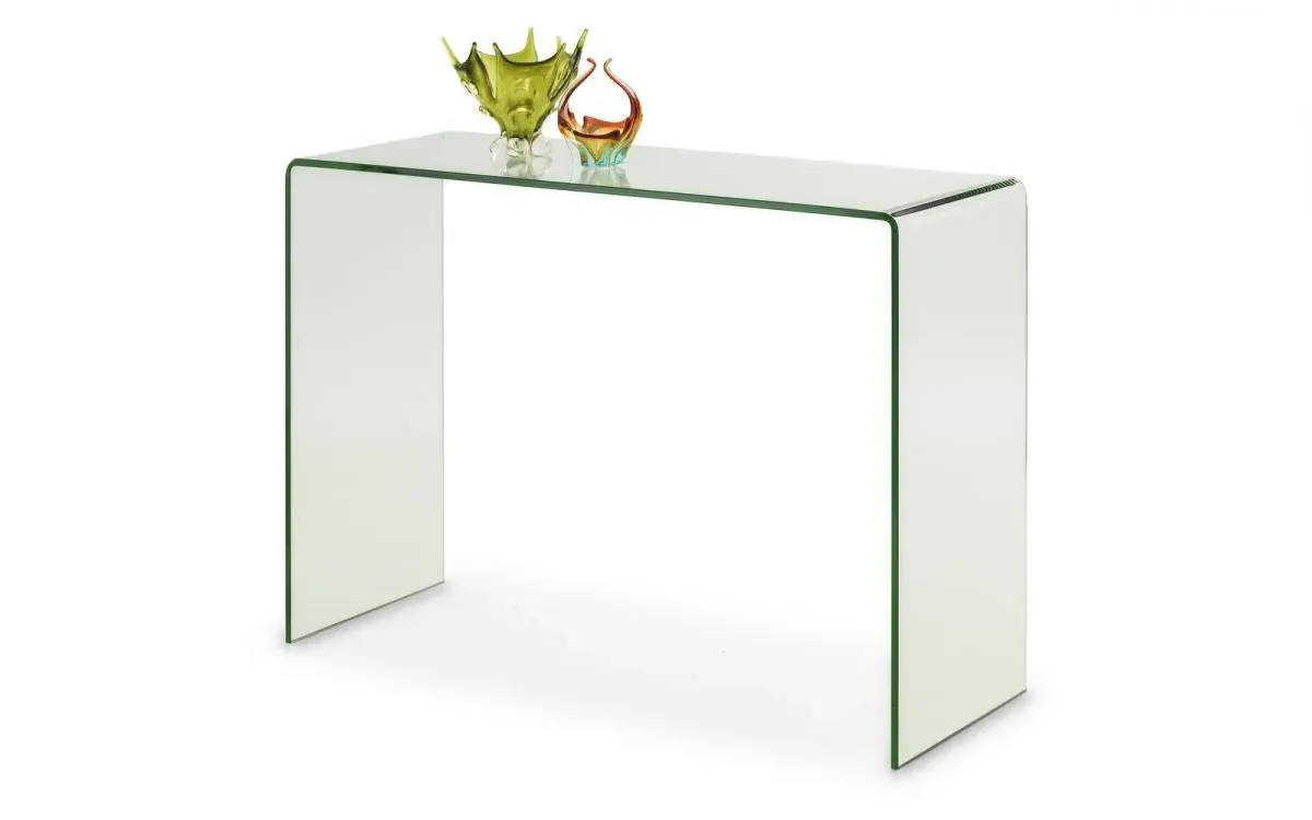 Bent Glass Console Table - Clear, Tempered Glass image
