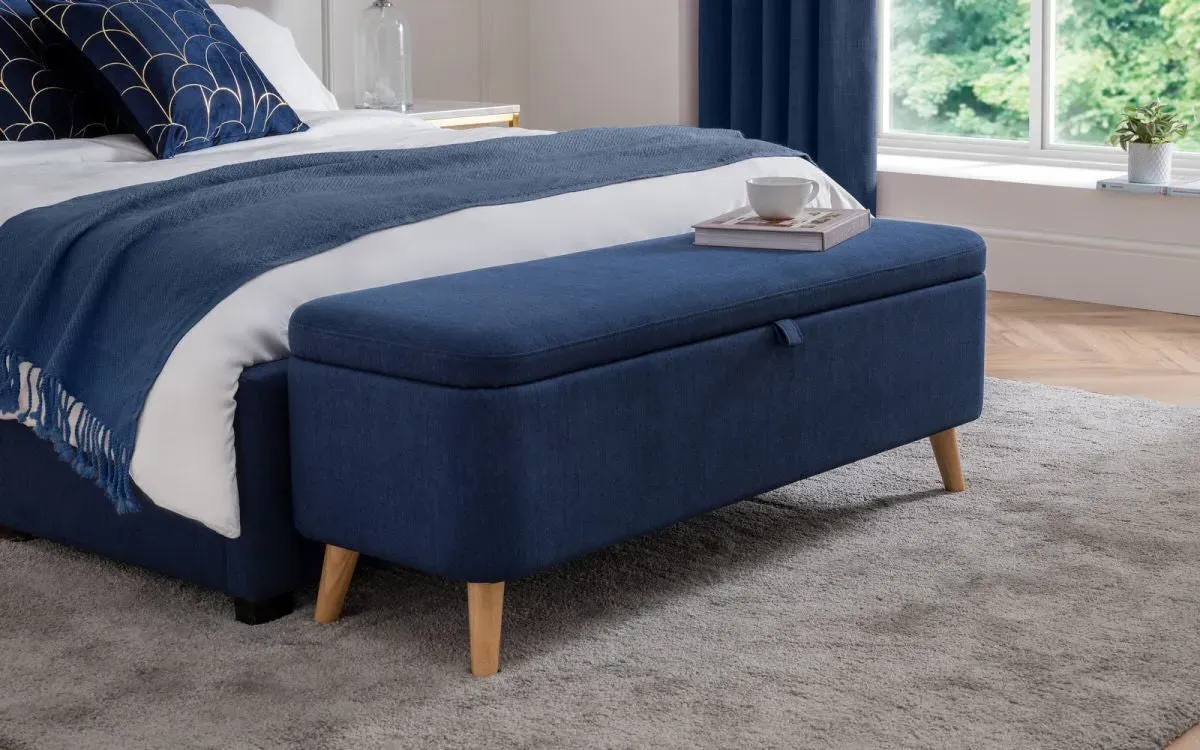 Blanket Box with Soft Close Hinges - Blue, Linen image