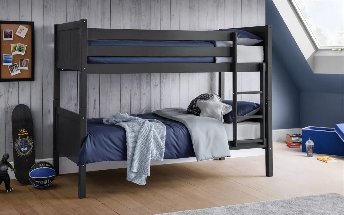 Bunk Bed with Panelled Design - Anthracite, Pine image