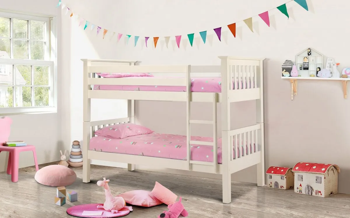 Bunk Bed with Pine Slats - White, MDF image